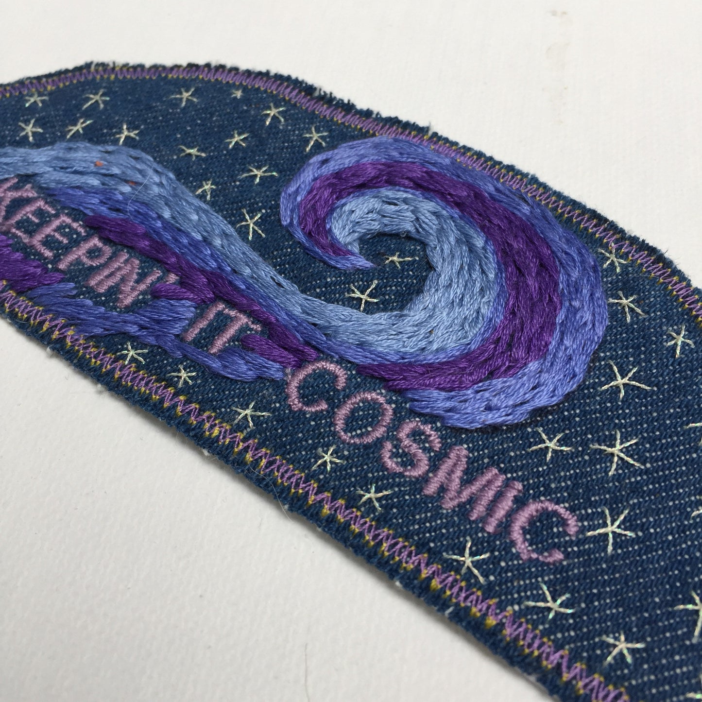 KEEPIN' IT COSMIC Large Embroidered Denim Patch
