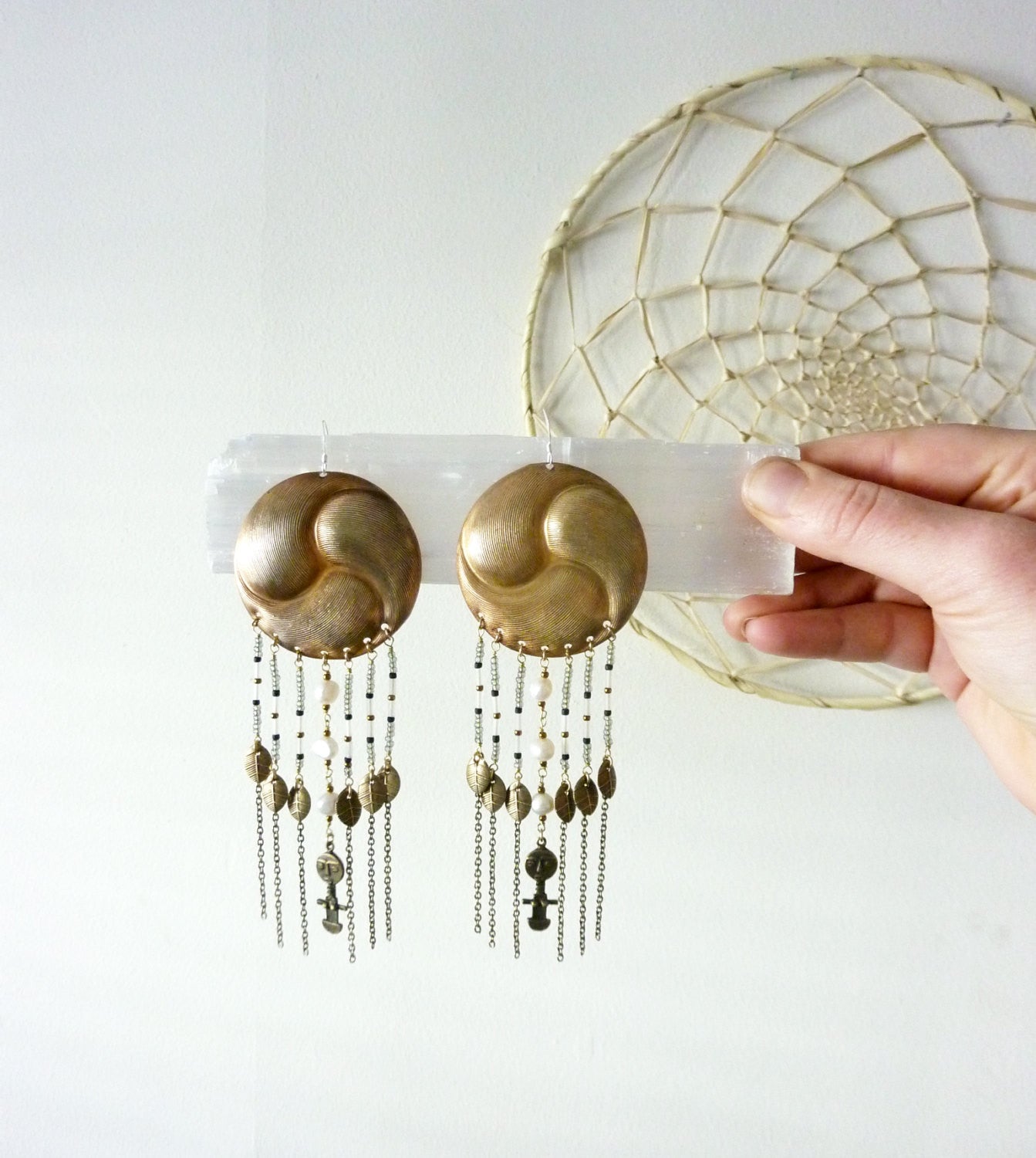 Fertility Goddess Vintage Brass Earrings