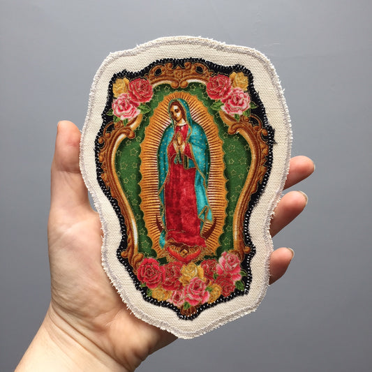 Our Lady of Guadalupe. Handmade Appliqué Canvas Patch