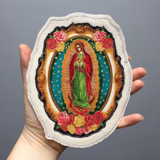 Our Lady of Guadalupe. Handmade Appliqué Canvas Patch