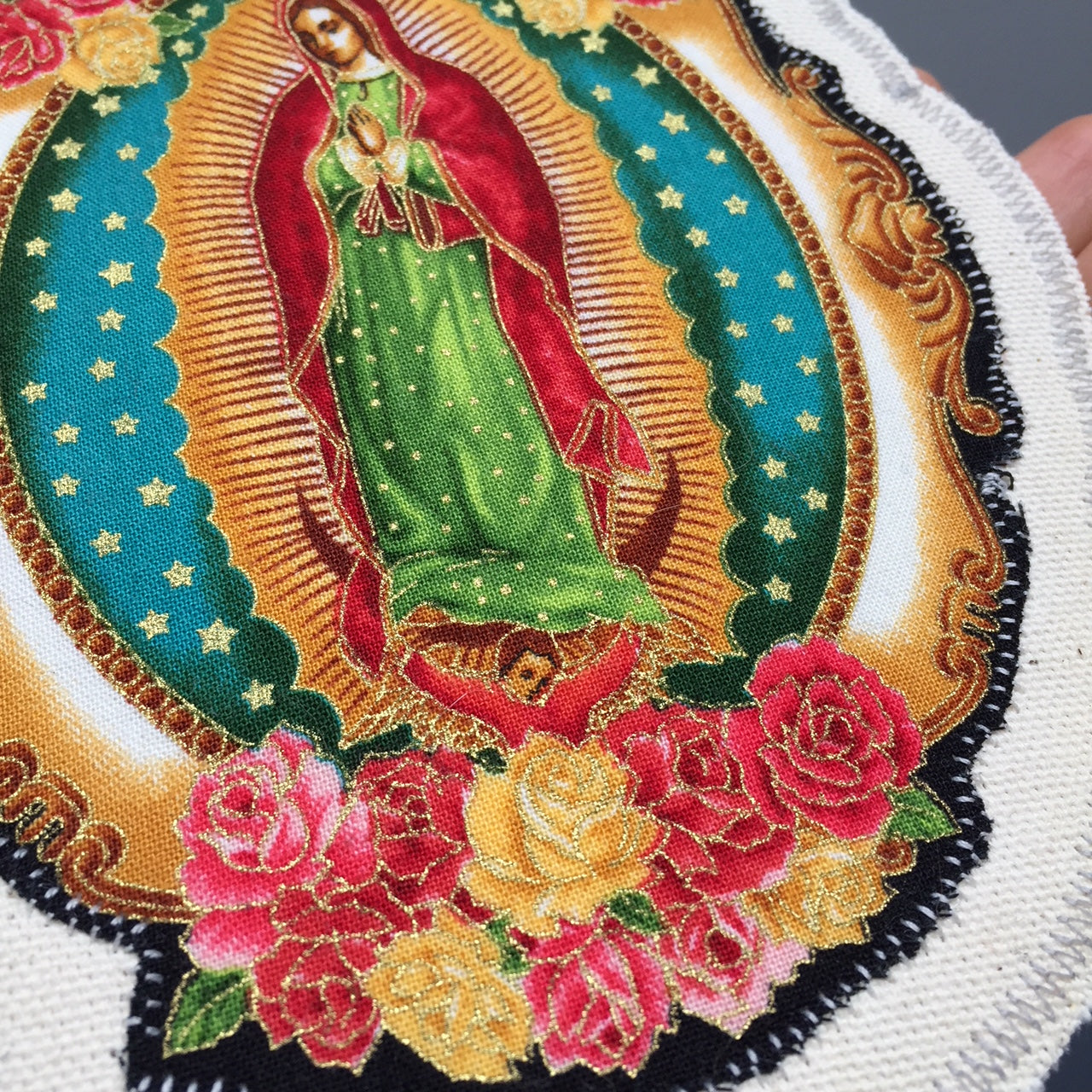 Our Lady of Guadalupe. Handmade Appliqué Canvas Patch