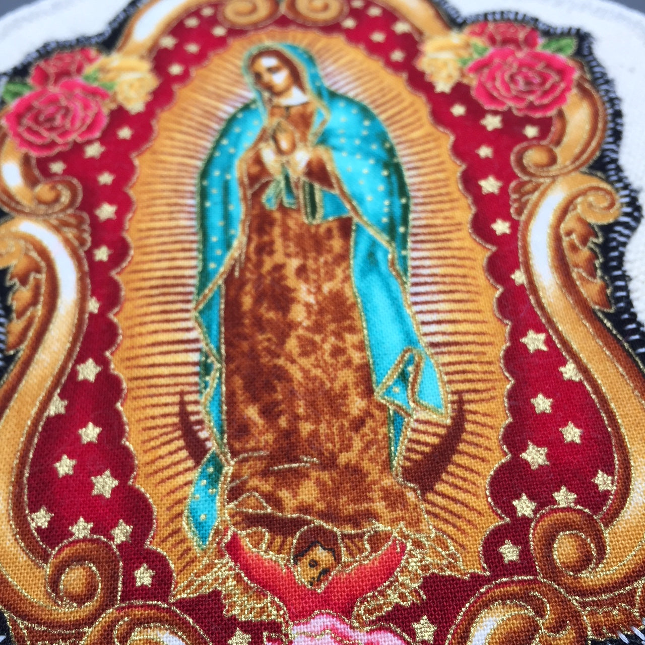 Our Lady of Guadalupe. Handmade Appliqué Canvas Patch