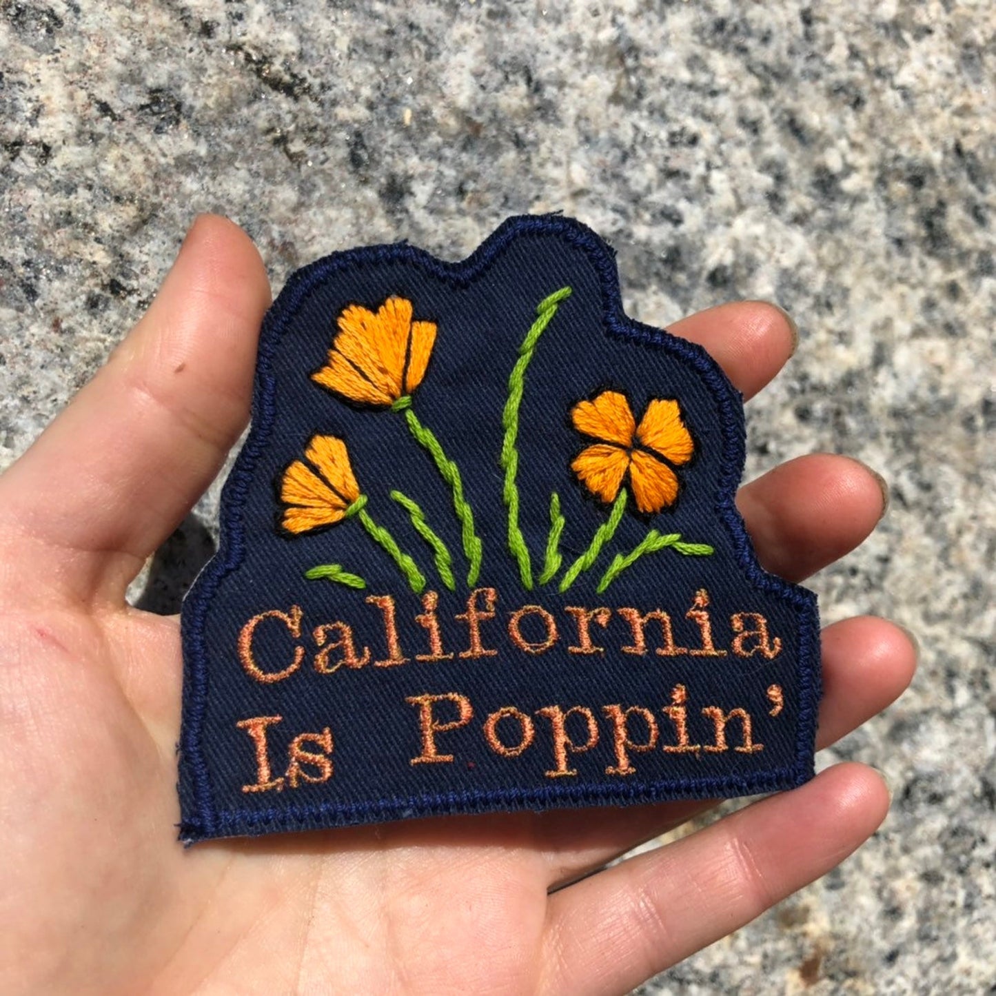 California is Poppin’. Hand Embroidered Poppies Canvas Patch