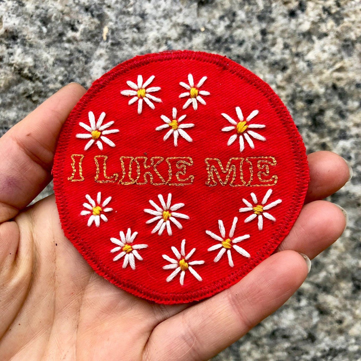 Positive Affirmation Badge. Hand Embroidered Canvas Patch