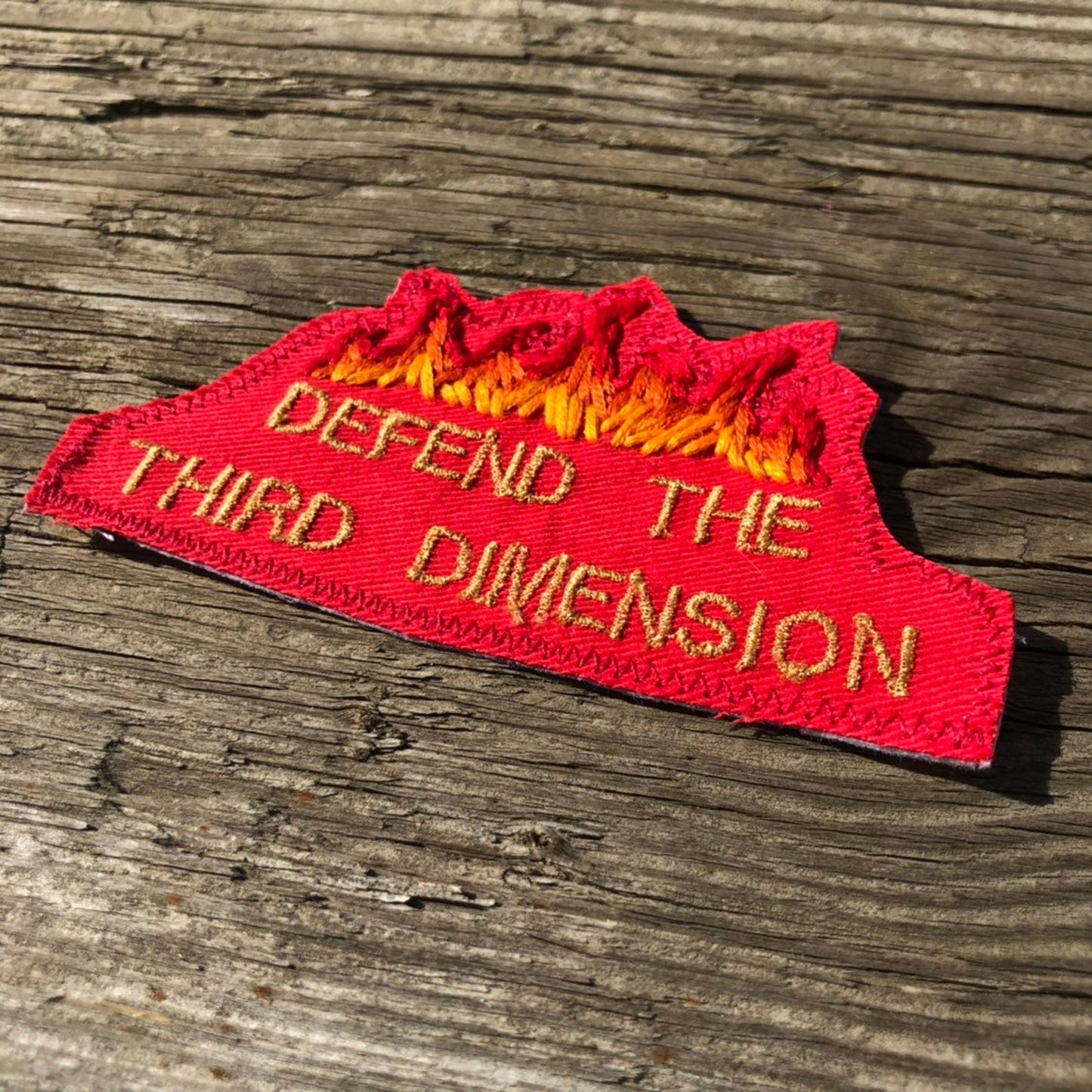 Dimensional Defense Department. Hand Embroidered Canvas Patch