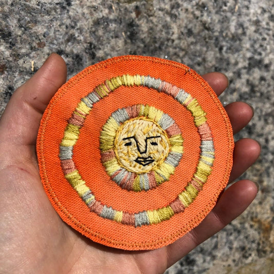 Sunshine Superstar. Handmade Embroidered Canvas Patch.