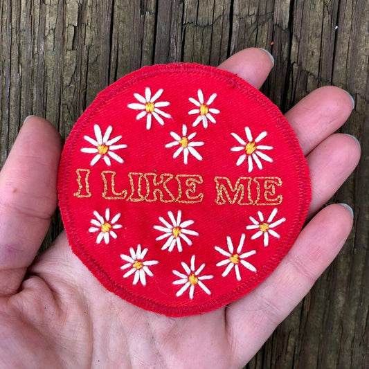 Positive Affirmation Badge. Hand Embroidered Canvas Patch