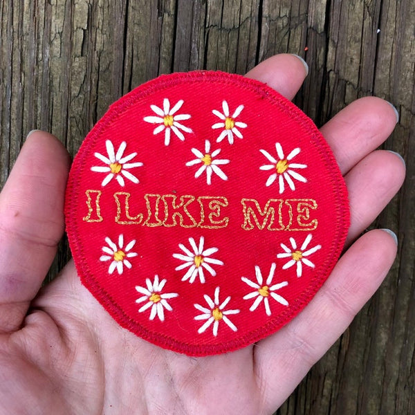 Positive Affirmation Badge. Hand Embroidered Canvas Patch