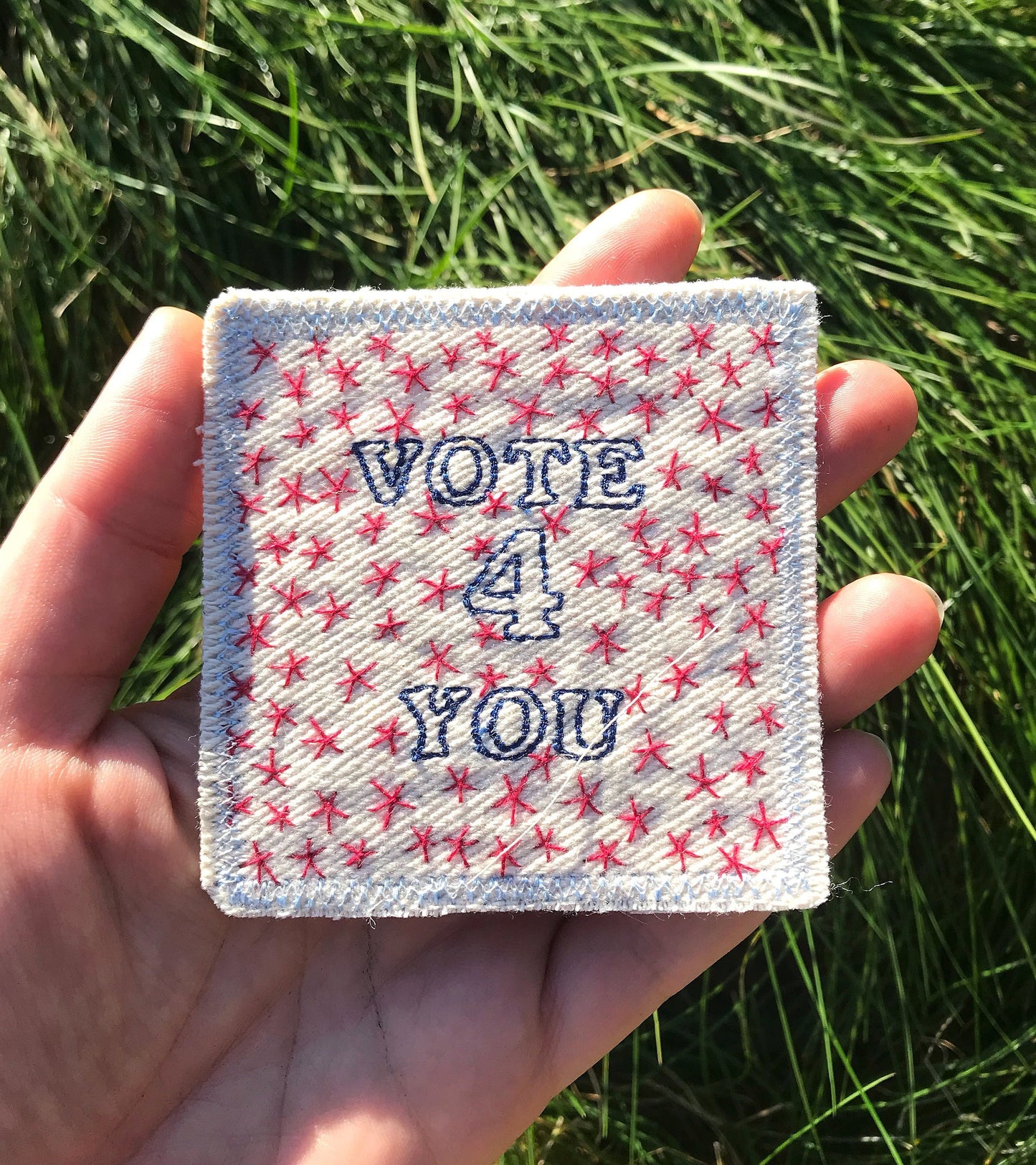 Vote 4 U - Handmade Embroidered Patch - Election Day