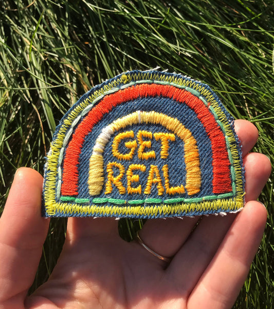 Get Real - Handmade Embroidered Denim Patch