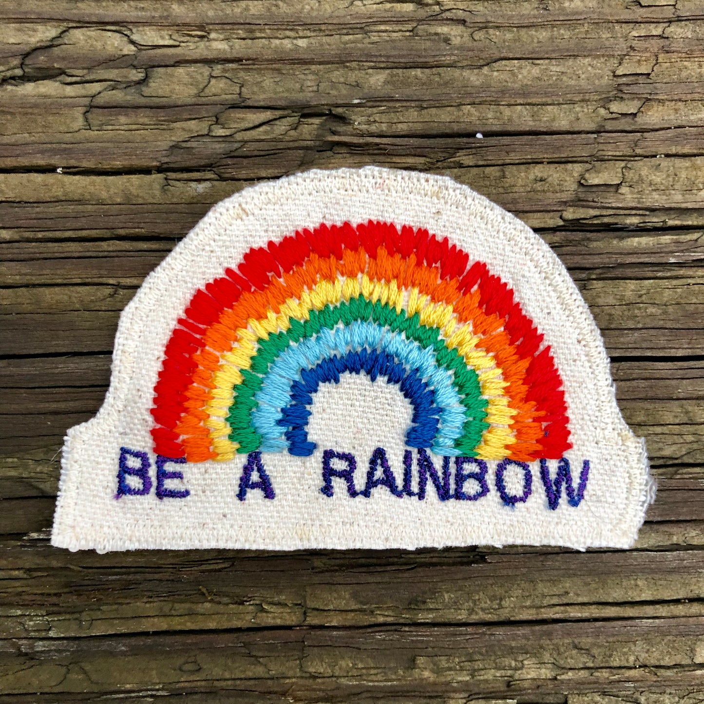 Be a Rainbow. Handmade Canvas Patch