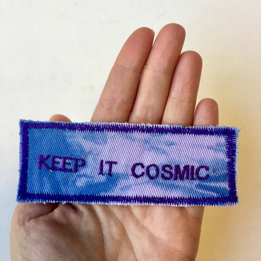 Keep it cosmic! Handmade Embroidered Canvas Patch.