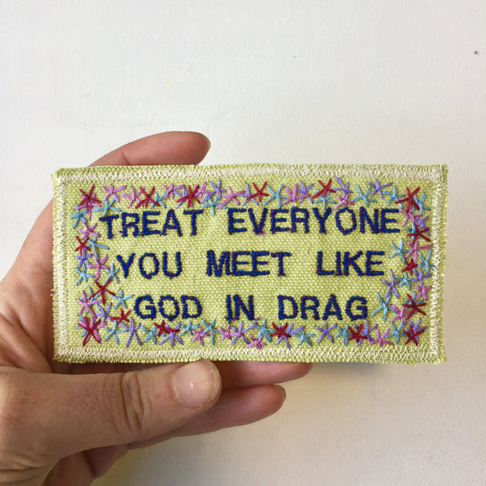 Ram Dass Quote. Handmade Embroidered Canvas Patch.