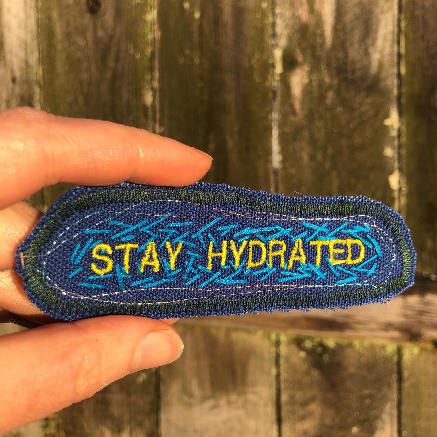 Stay Hydrated - Handmade Embroidered Canvas Patch