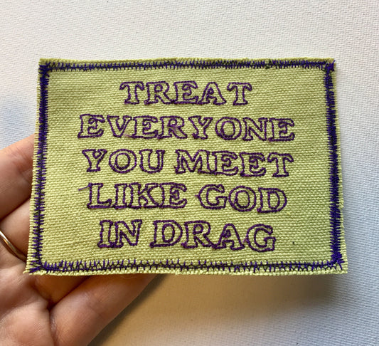 Ram Dass Quote. Handmade Embroidered Canvas Patch.