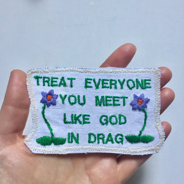 Ram Dass Quote. Handmade Embroidered Canvas Patch.