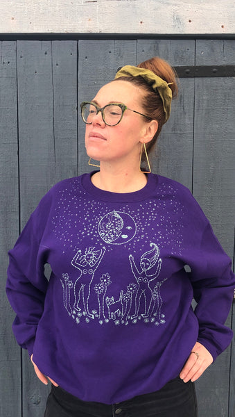 Ladies Lunar Jam Sesh. Hand Embroidered Crewneck Sweatshirt