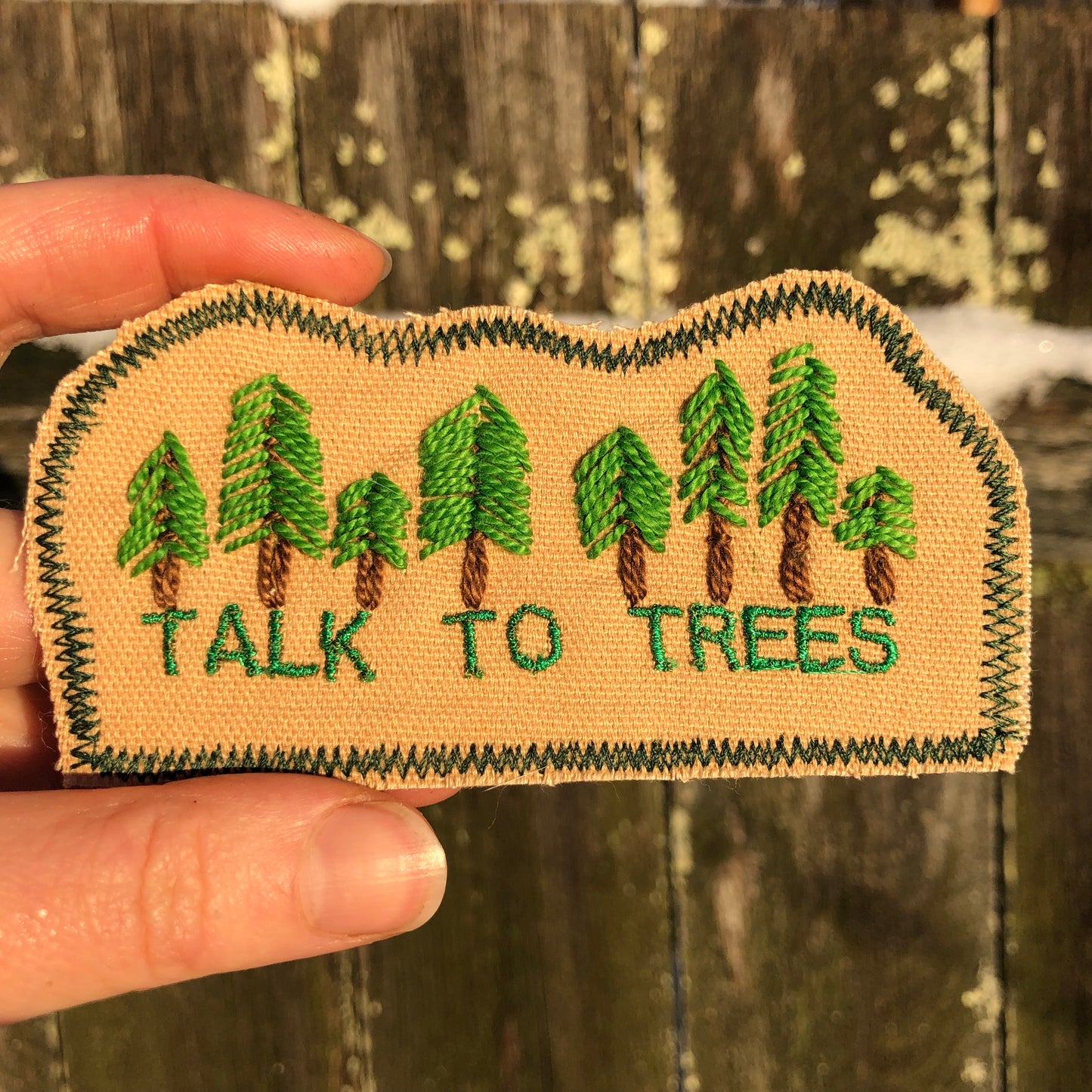 Talk to Trees - Handmade Embroidered Canvas Patch