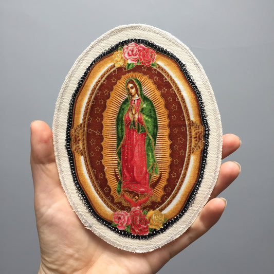 Our Lady of Guadalupe. Handmade Appliqué Canvas Patch