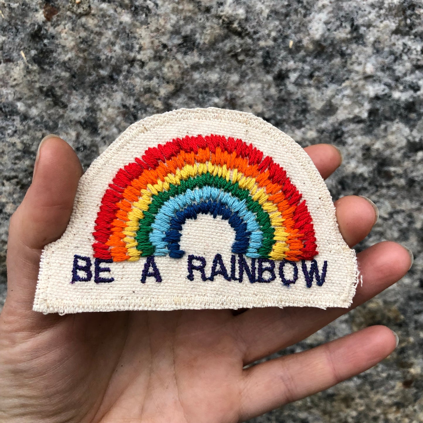 Be a Rainbow. Handmade Canvas Patch