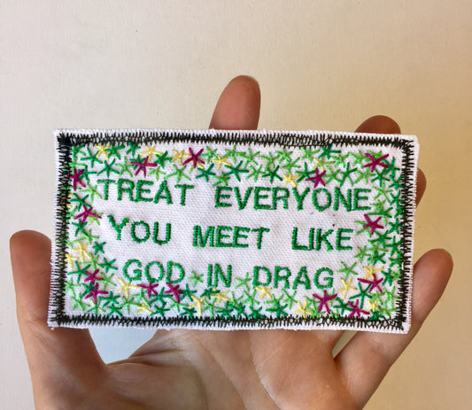 Ram Dass Quote. Handmade Embroidered Canvas Patch.