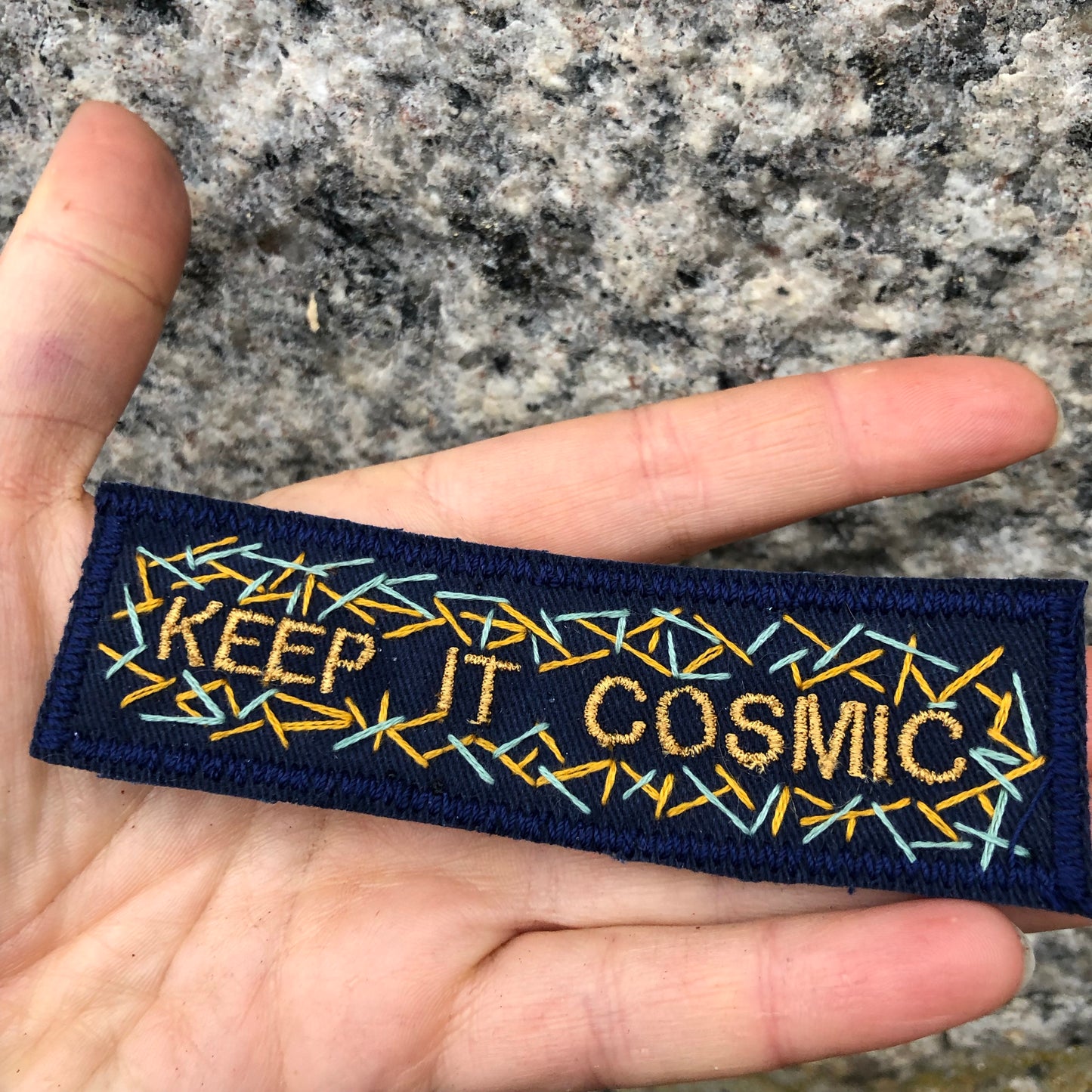 KEEP IT COSMIC Hand Embroidered Canvas Patch - Dark