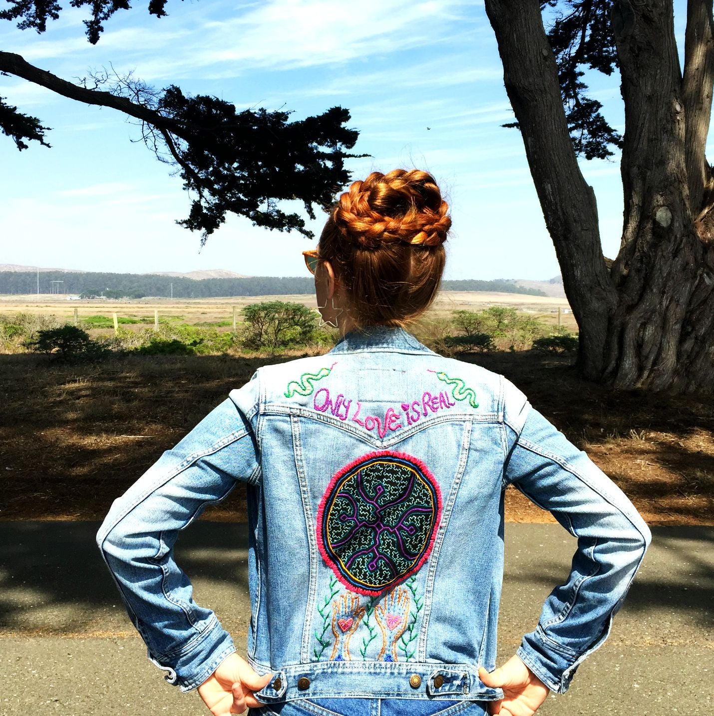 Only Love Is Real  Embroidered Denim Jacket