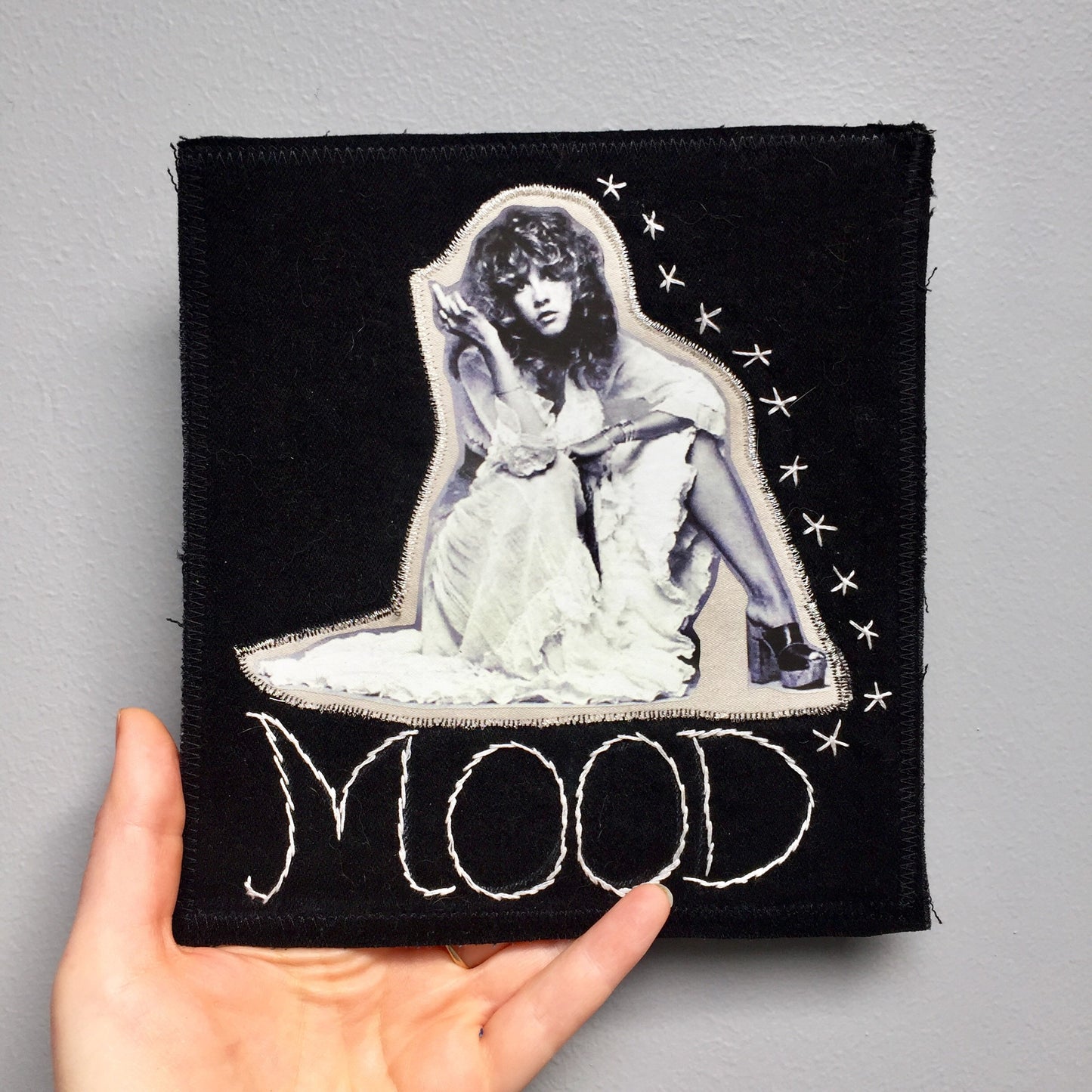 Stevie Nicks. Mood Eternal. Denim Patch. Hand Embroidered on Vintage Denim.